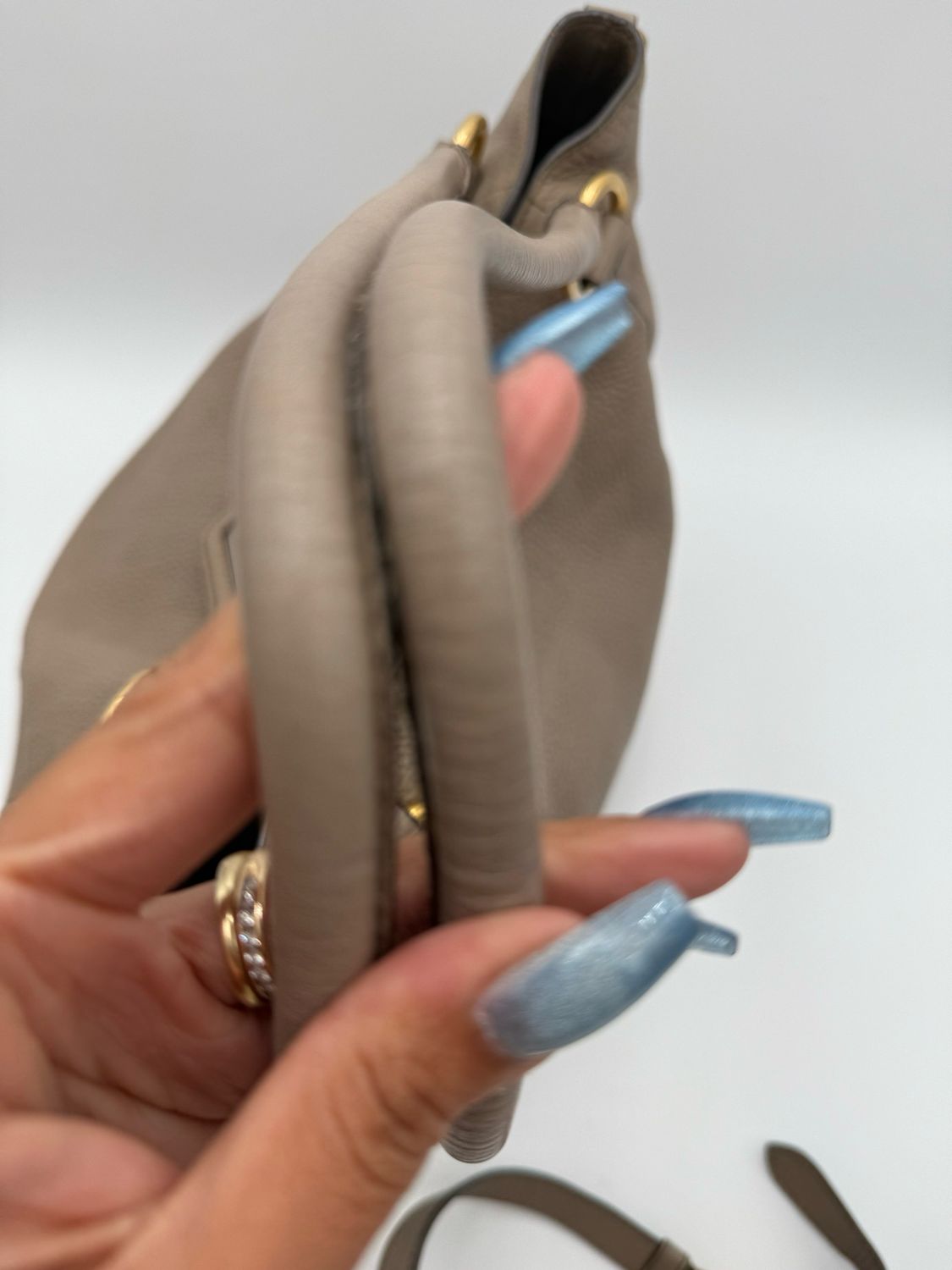 Prada Vitello Daino Convertible Shopper Tote Grey Crossbody