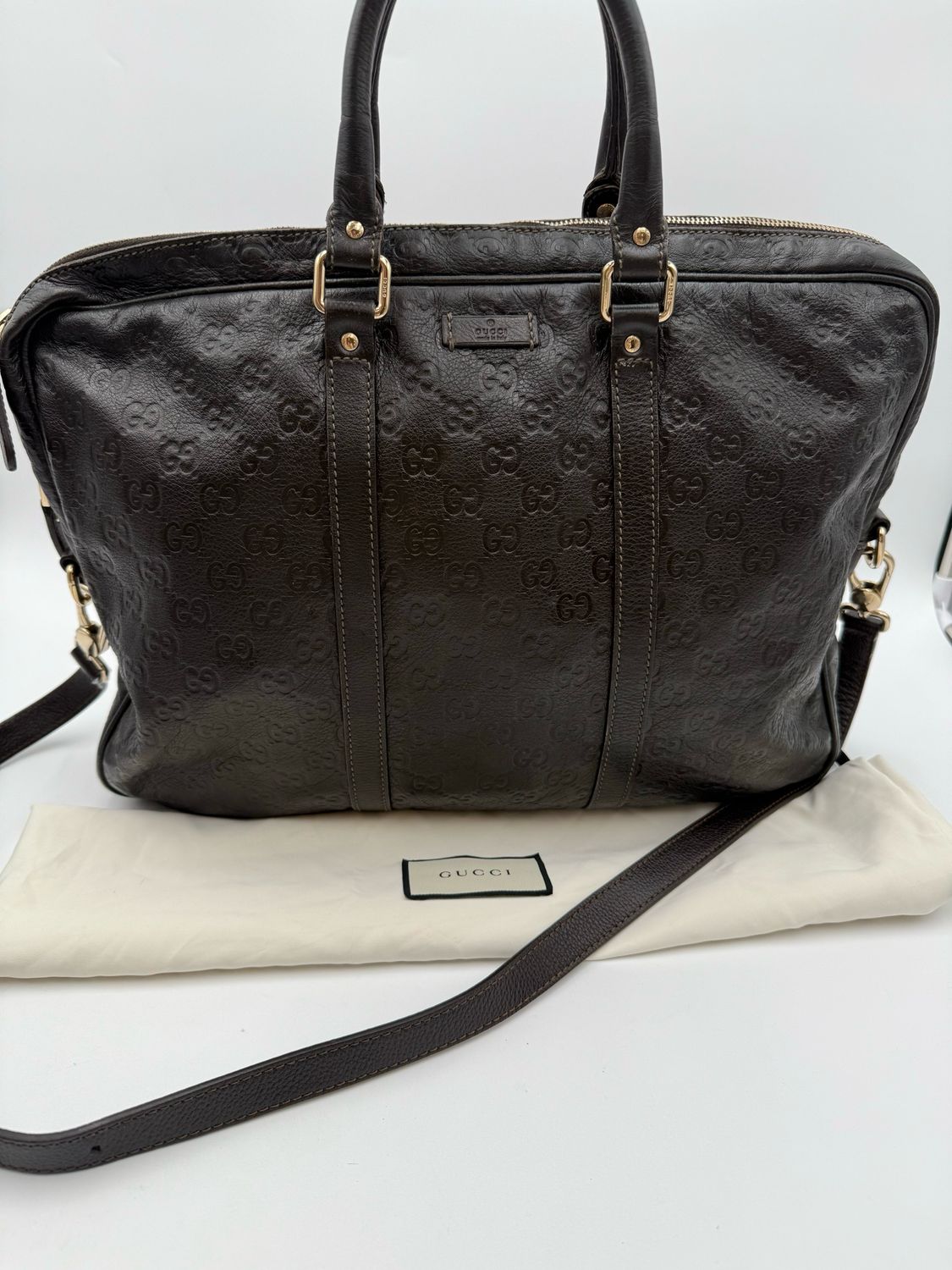 Gucci Briefcase Guccissima Leather Crossbody Laptop Bag