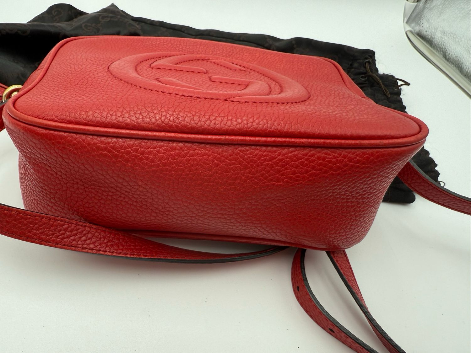 Gucci Pebbled Leather Red Soho Camera Bag