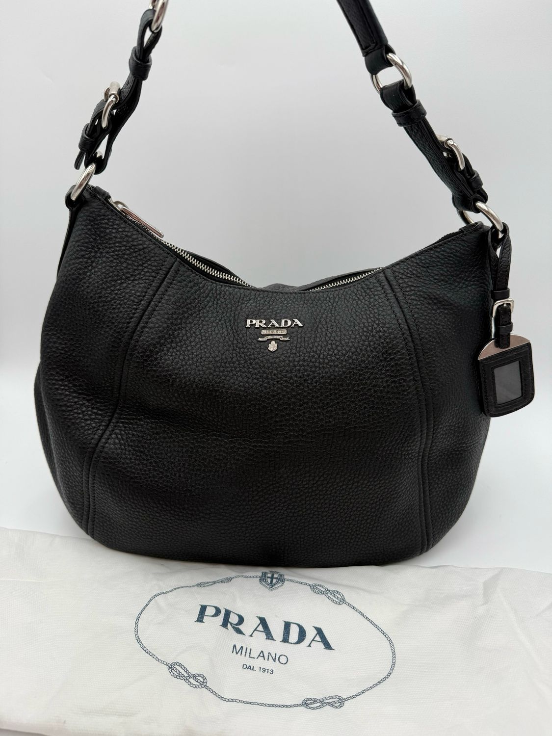 Prada Vitello Daino Hobo Shoulder Bag Zippered