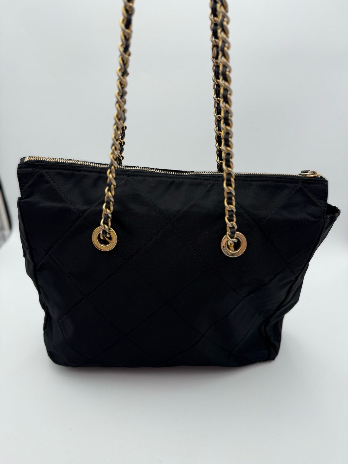 Prada Nylom Tessuto Quilted Chain Tote Shoulder