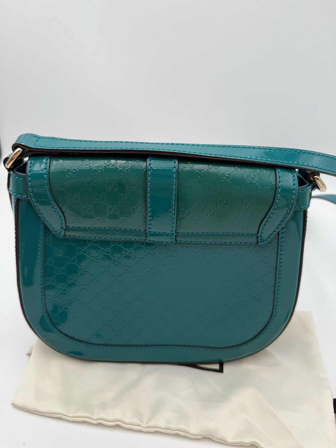 Gucci Supreme Nice Messenger Crossbody Patent Teal Small