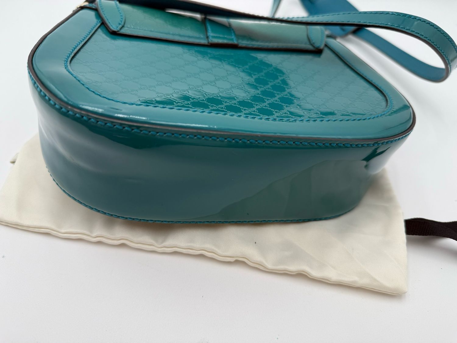 Gucci Supreme Nice Messenger Crossbody Patent Teal Small