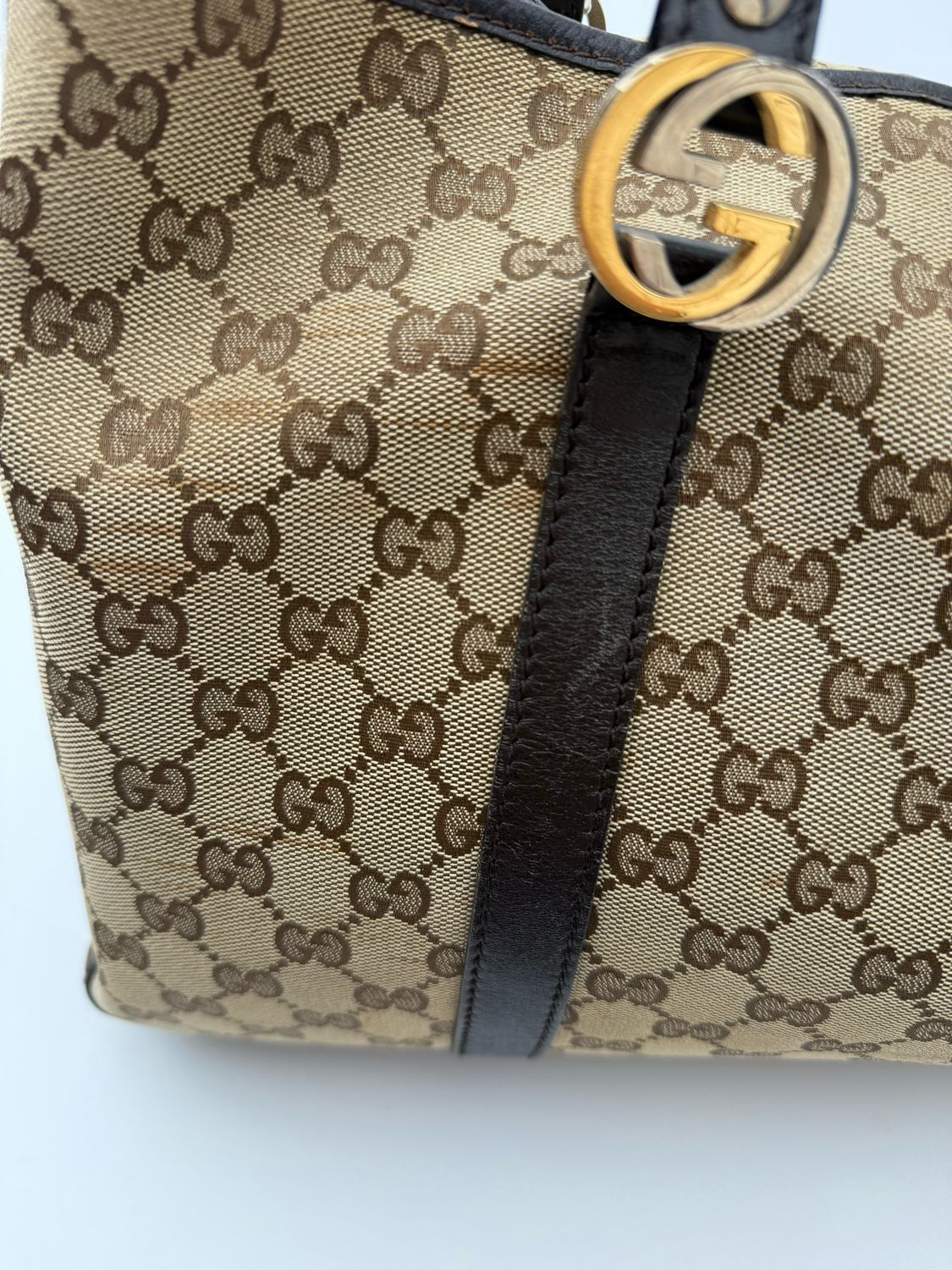 Gucci Monogram Canvas Twins Tote Shoulder Bag