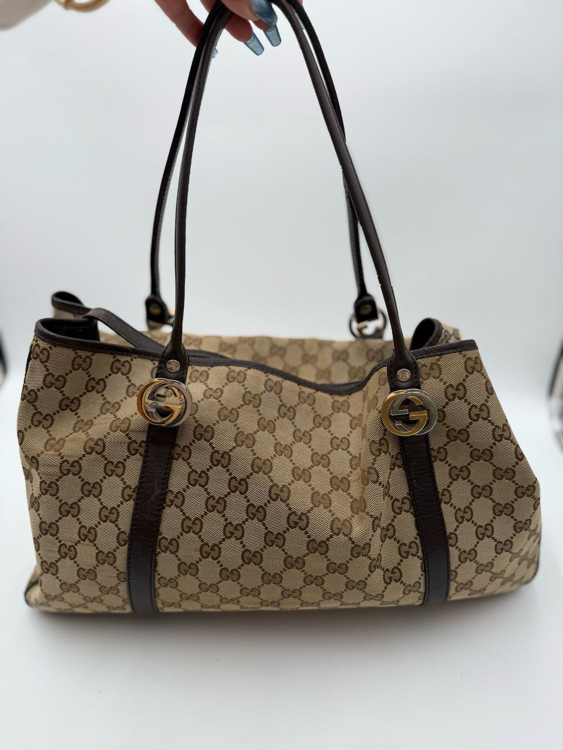 Gucci Monogram Canvas Twins Tote Shoulder Bag