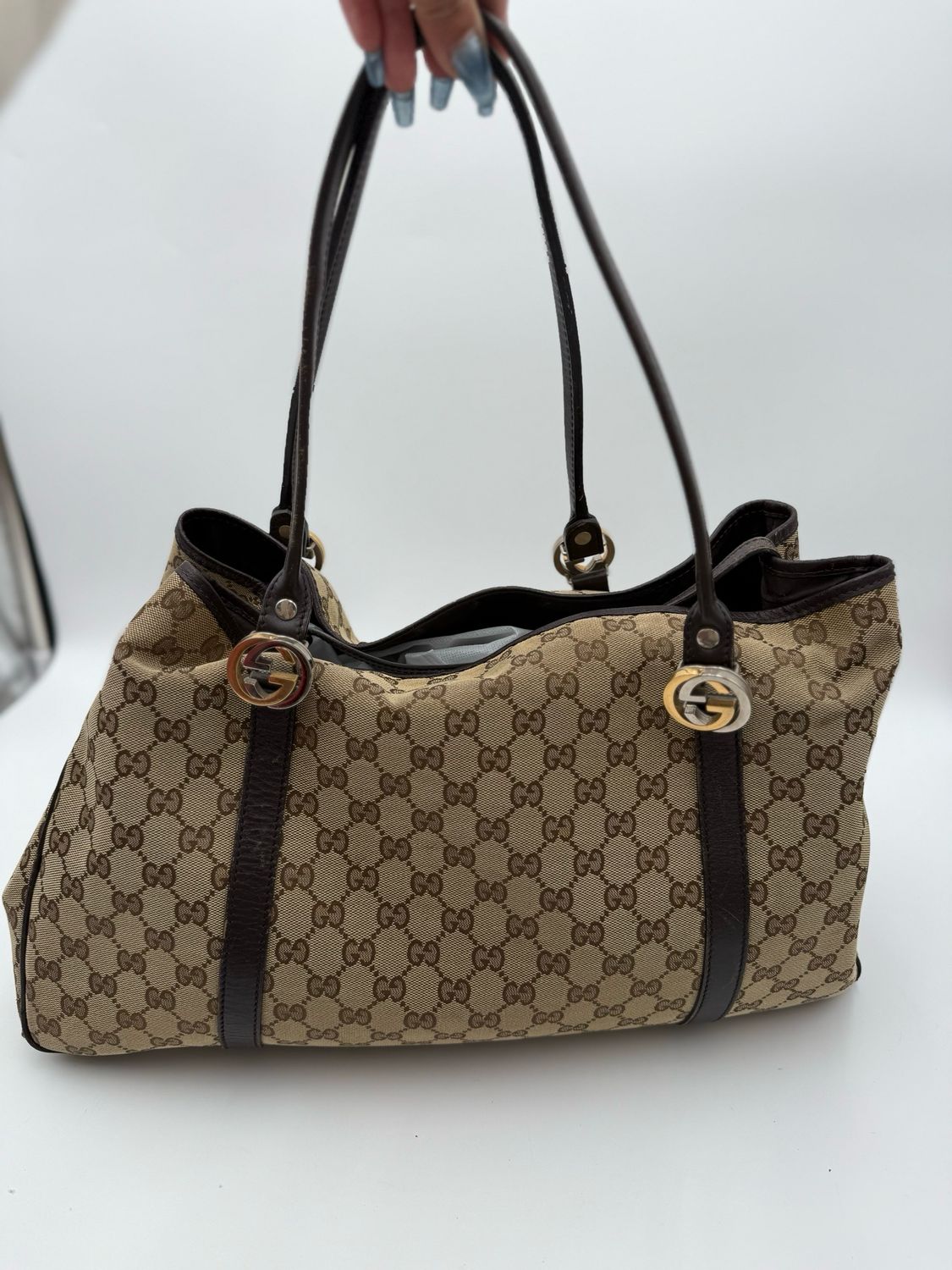 Gucci Monogram Canvas Twins Tote Shoulder Bag