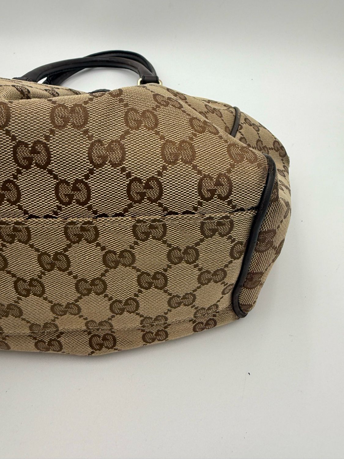 Gucci Monogram Sukey Medium Tote Shoulder Bag Dark Brown