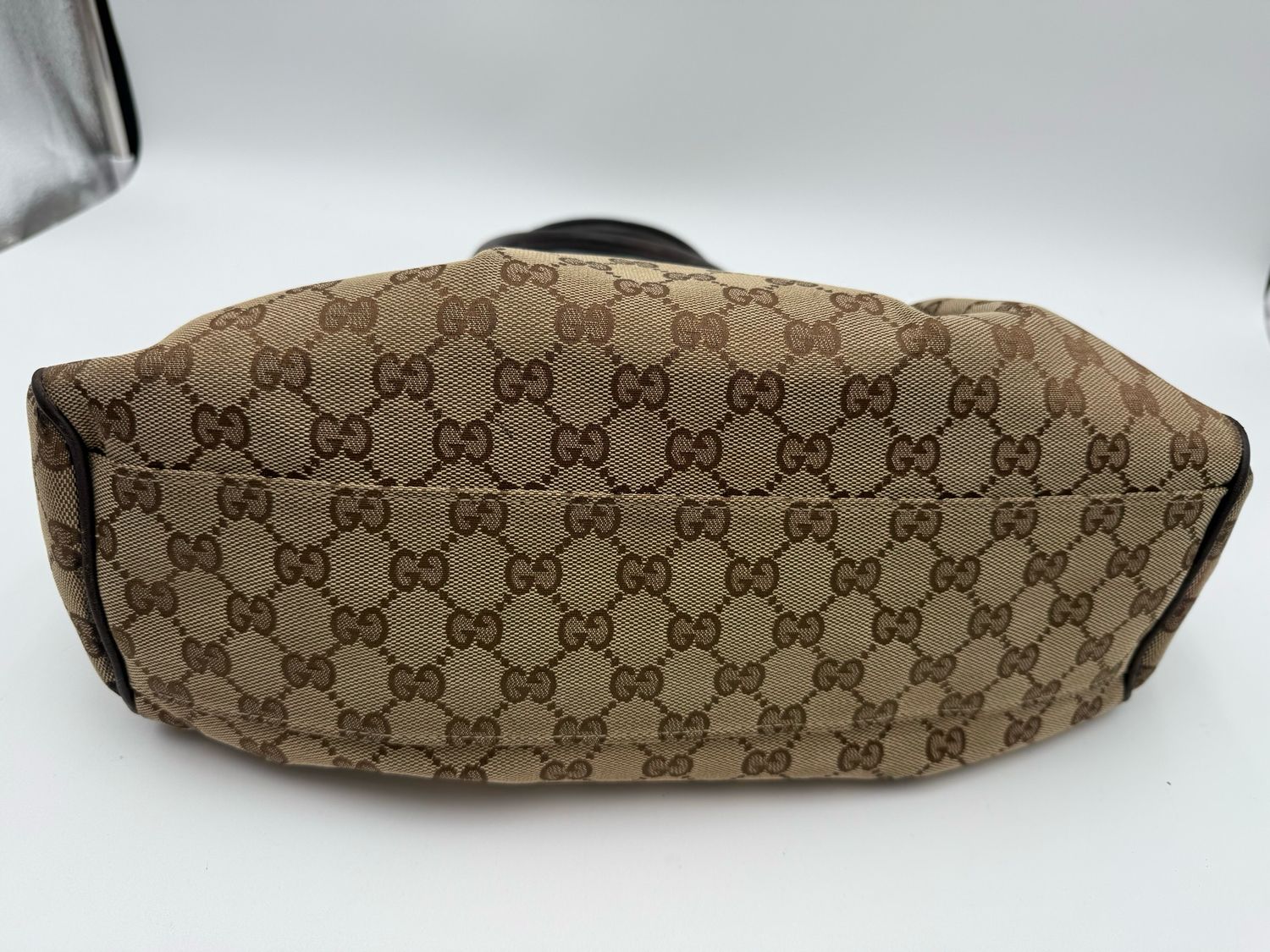 Gucci Monogram Sukey Medium Tote Shoulder Bag Dark Brown