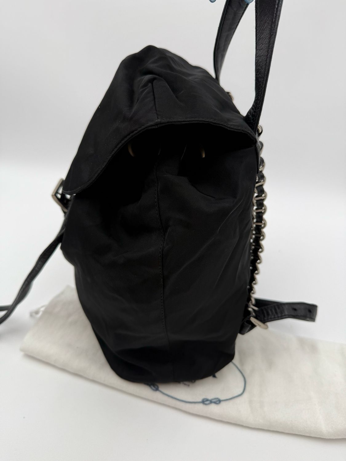 Prada Nylon Tessuto Chain Strap Backpack Black