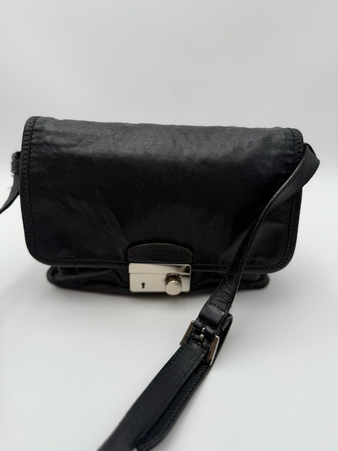 Prada Flap Leather Crossbody Sound Lambskin