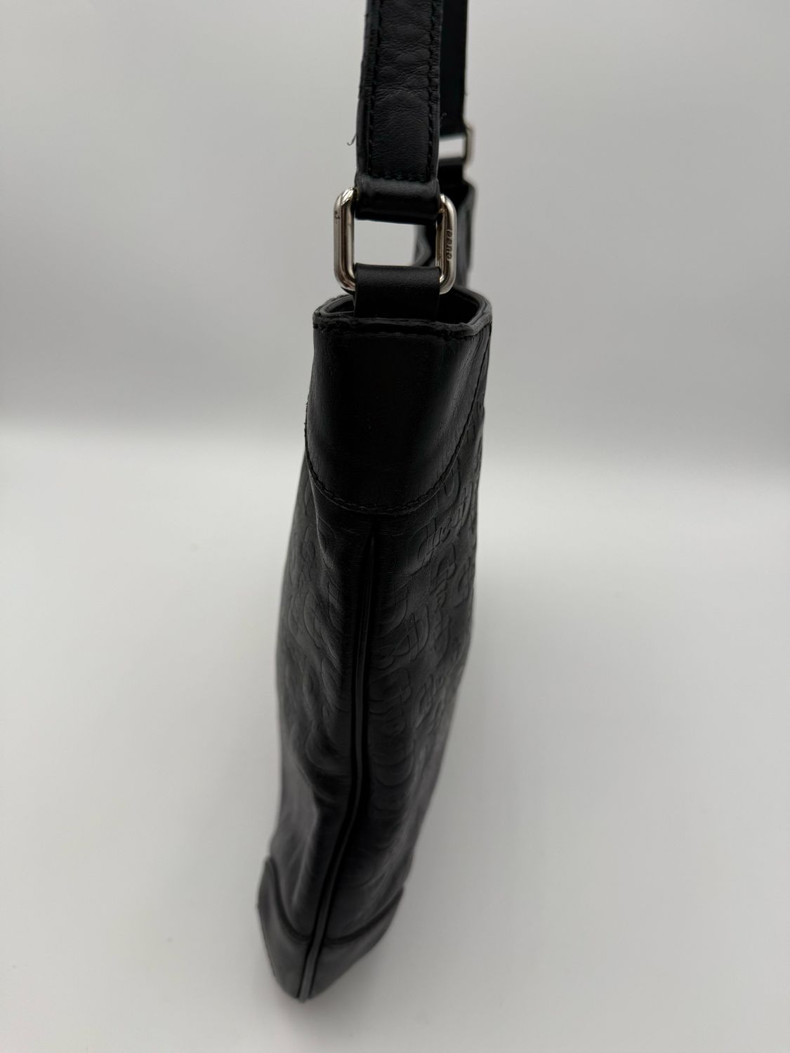 Gucci Leather Horsebit Hobo Shoulder Bag Black