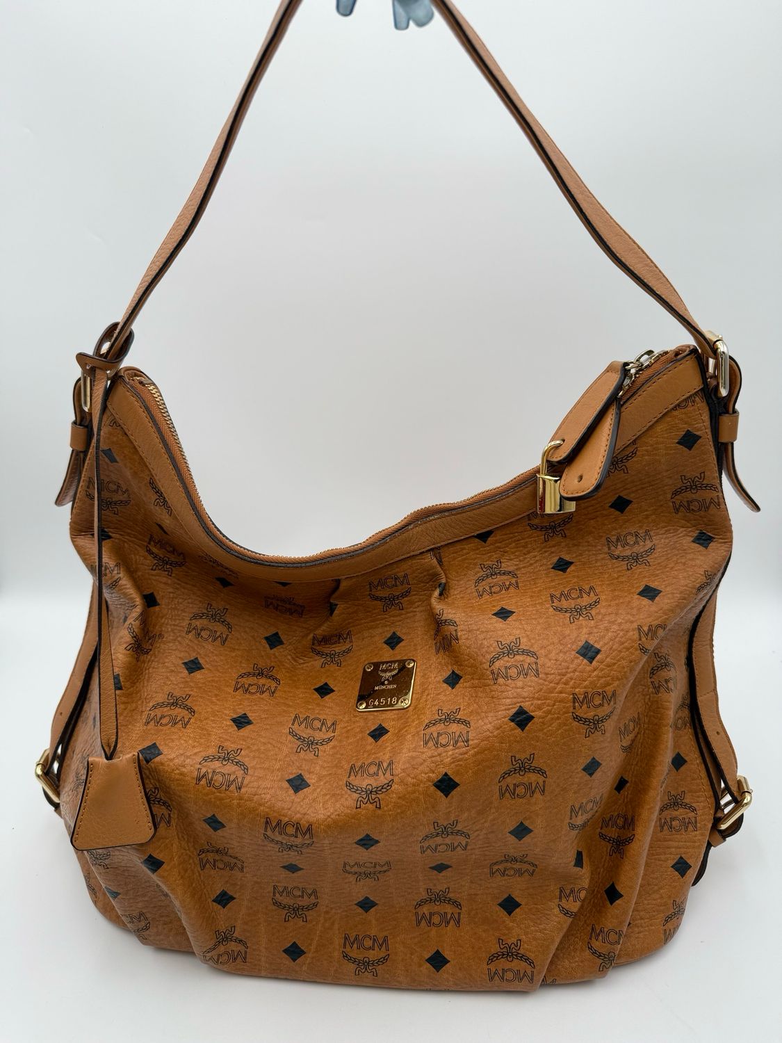 Mcm Visetos Cognac Hobo Shoulder Bag
