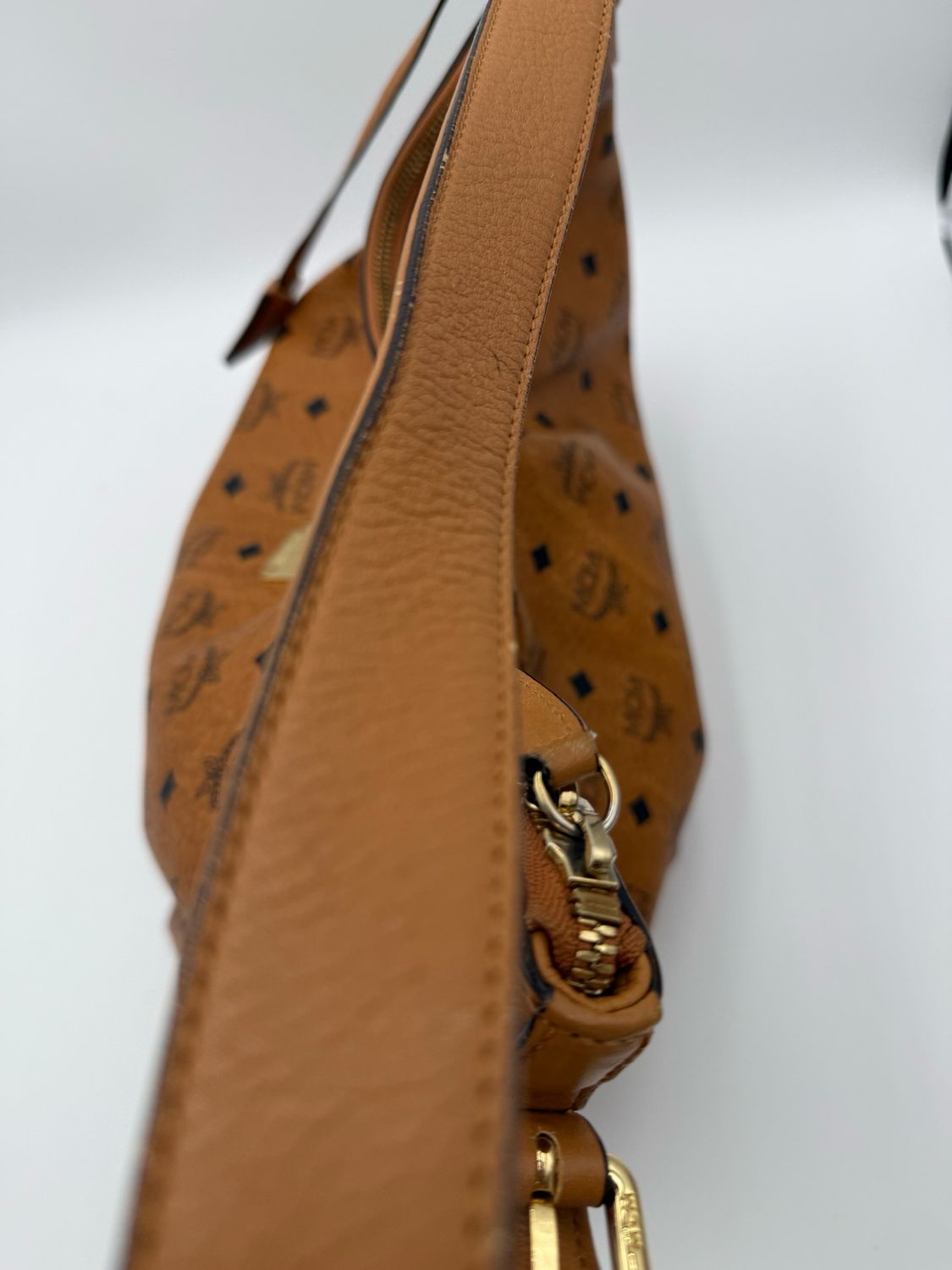 Mcm Visetos Cognac Hobo Shoulder Bag