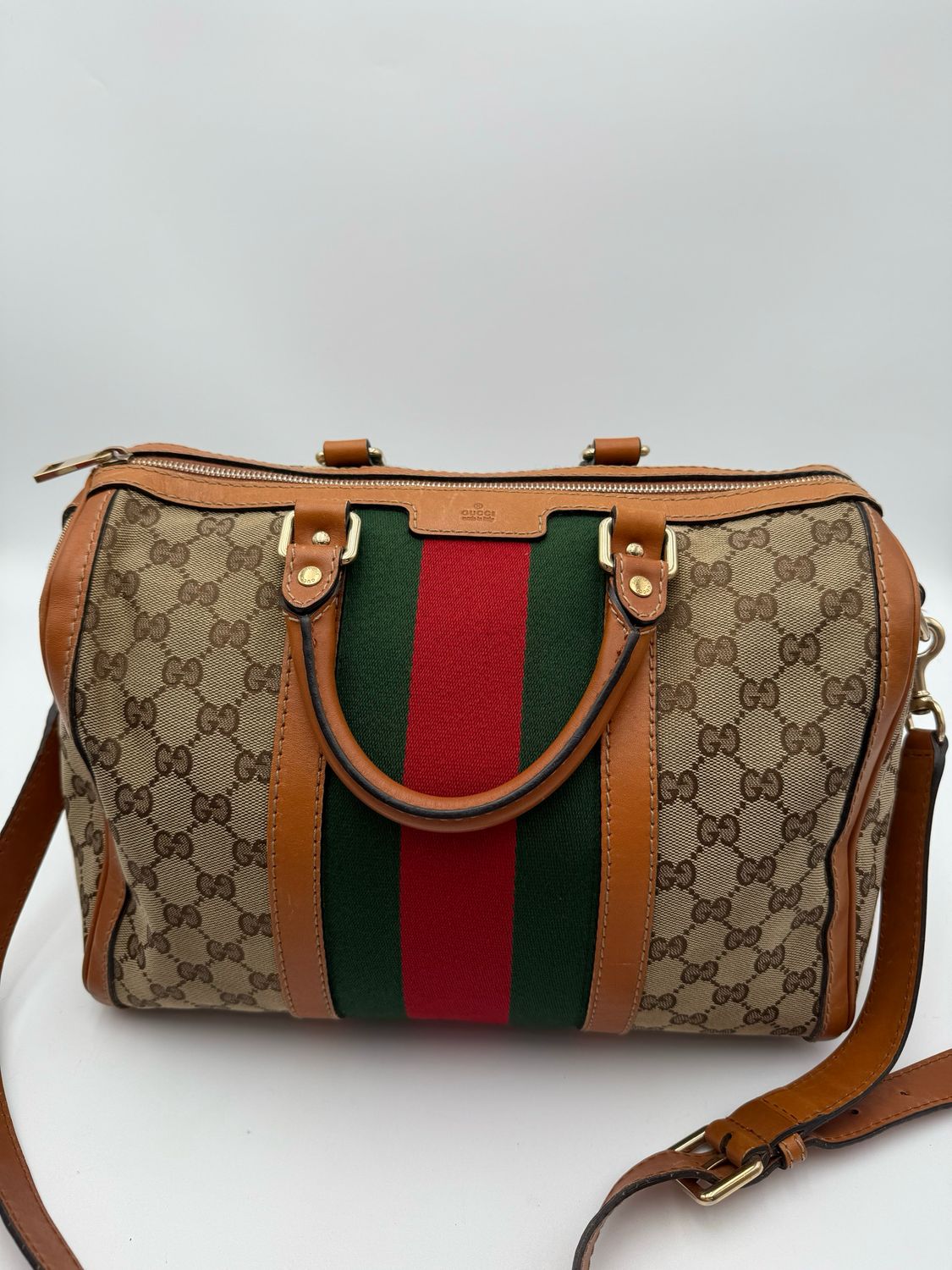 Gucci Monogram Web Vintage Crossbody Messenger Bag