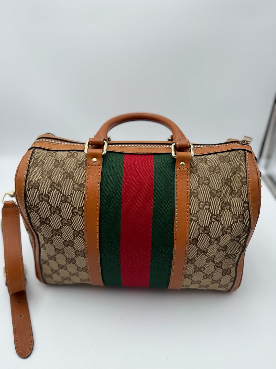 Gucci Monogram Web Vintage Crossbody Messenger Bag