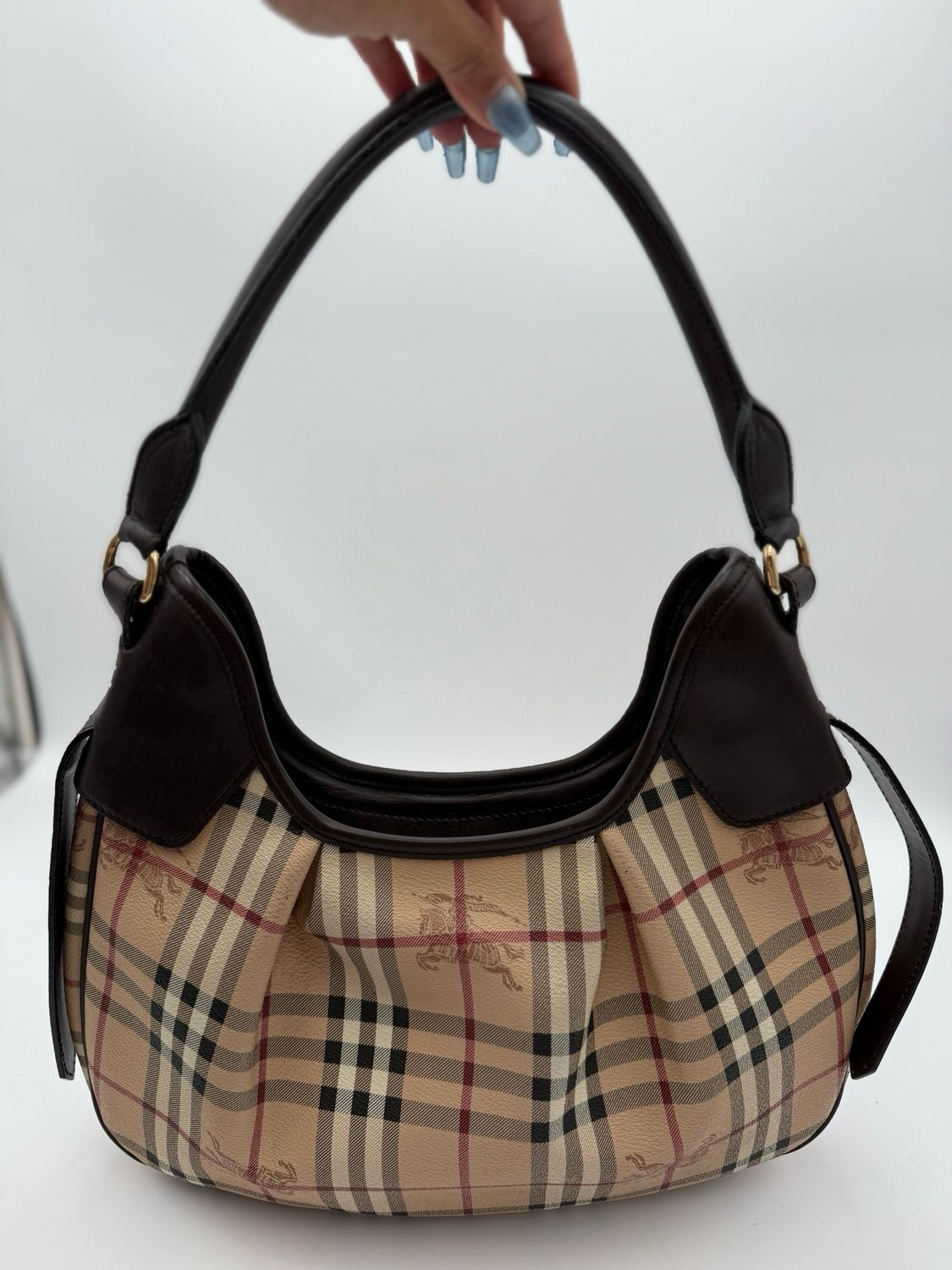 Burberry Haymarket Check Hobo Brooklyn Shoulder Bag