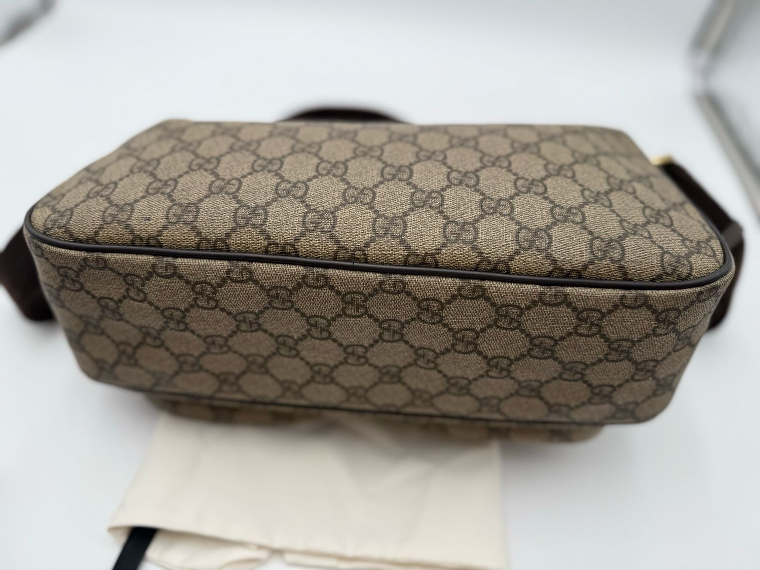 Gucci Supreme Coated Canvas Double Pocket Messenger Crossbody Bag