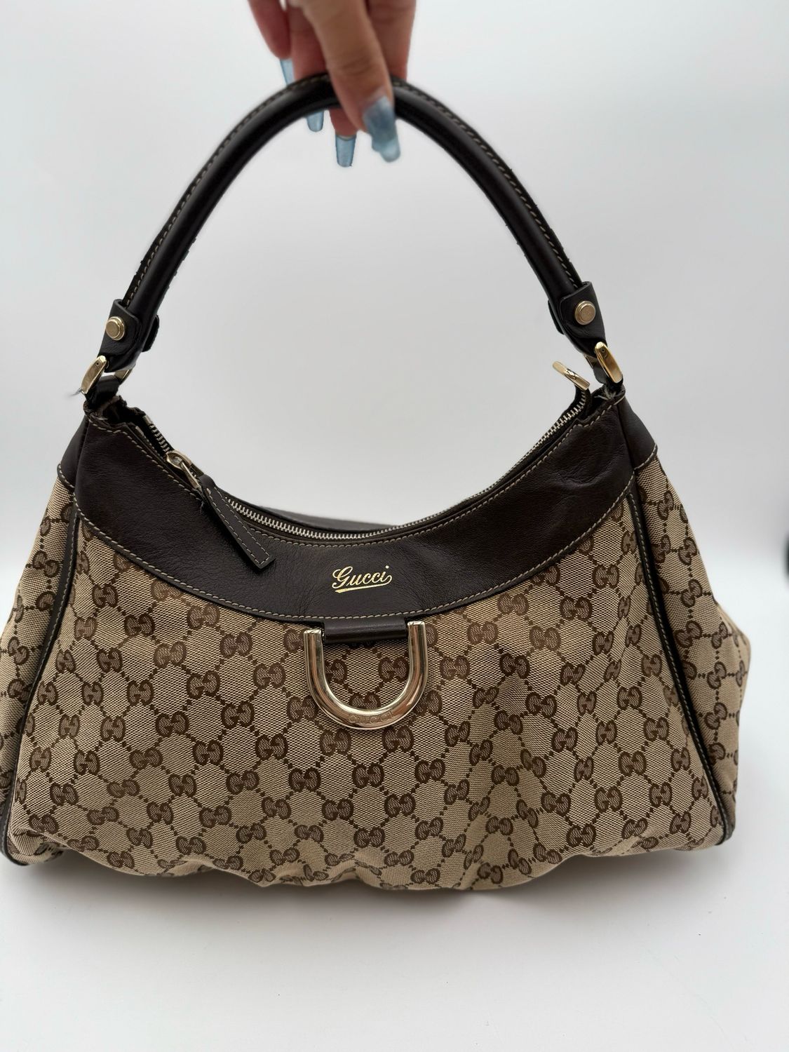 Gucci Monogram Canvas Abbey Tote Shoulder Bag