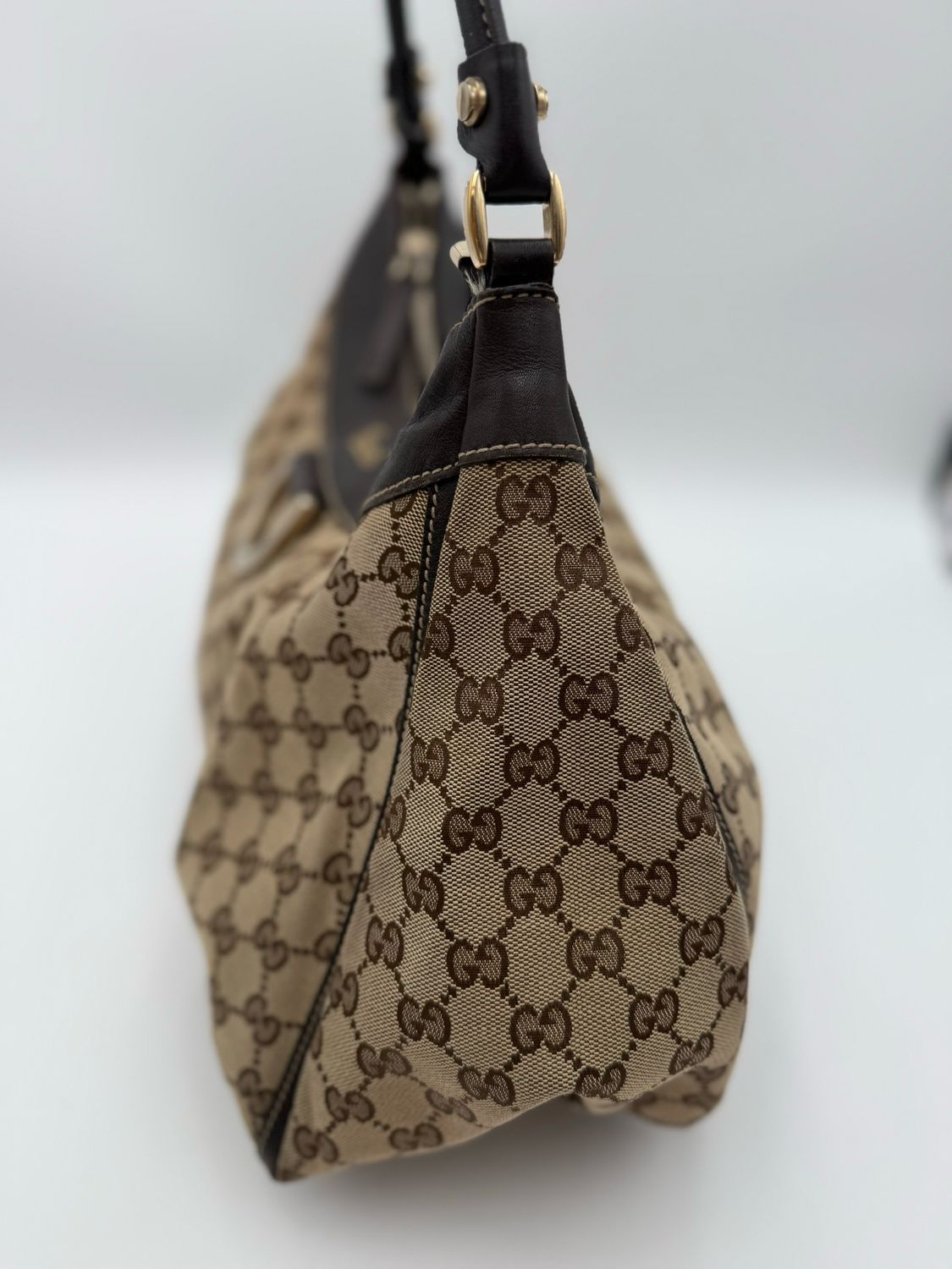 Gucci Monogram Canvas Abbey Tote Shoulder Bag