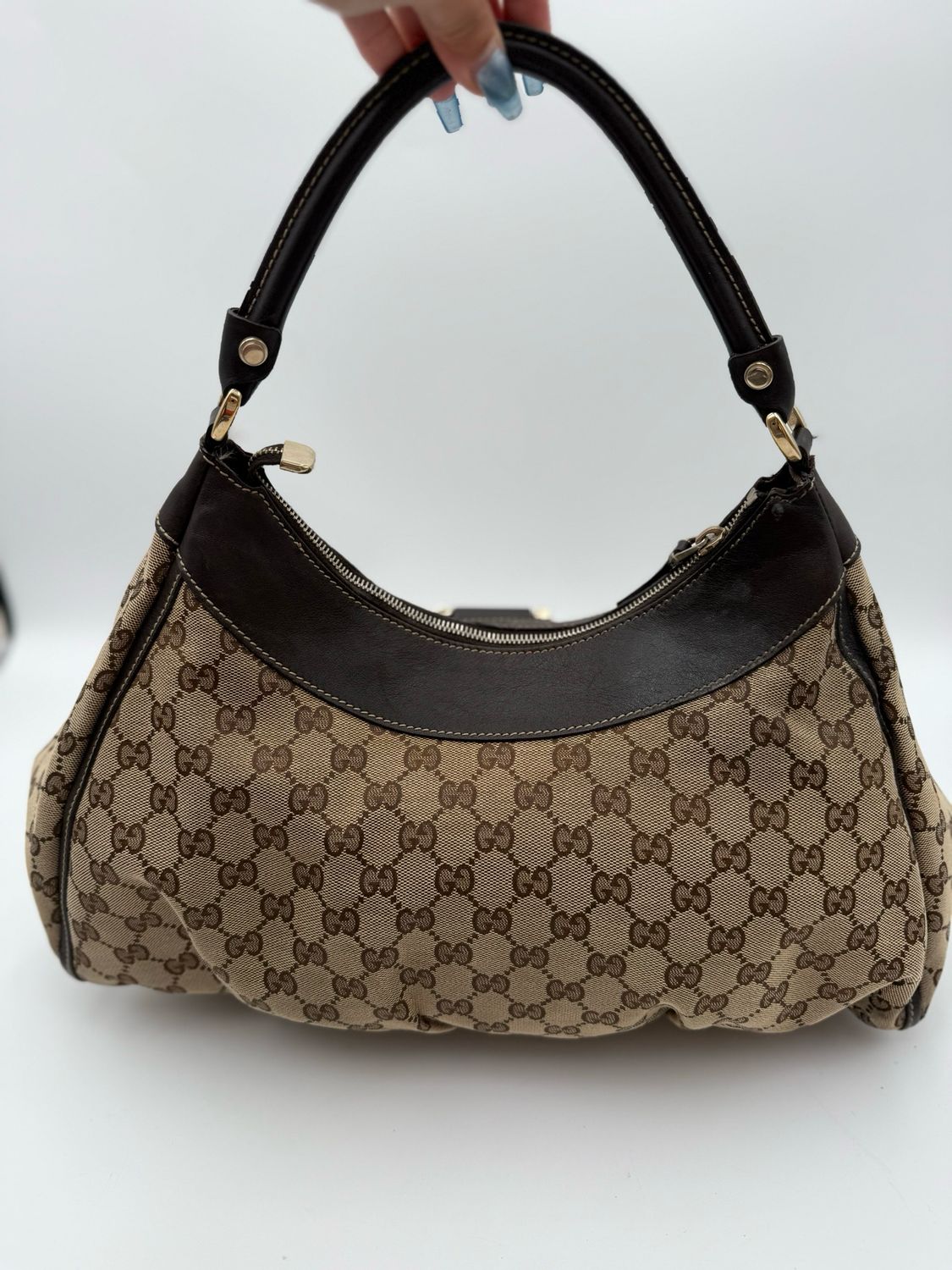 Gucci Monogram Canvas Abbey Tote Shoulder Bag