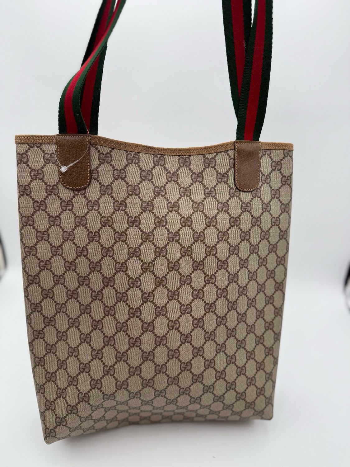Gucci Supreme Vertical Tote Shoulder Bag Web Strap