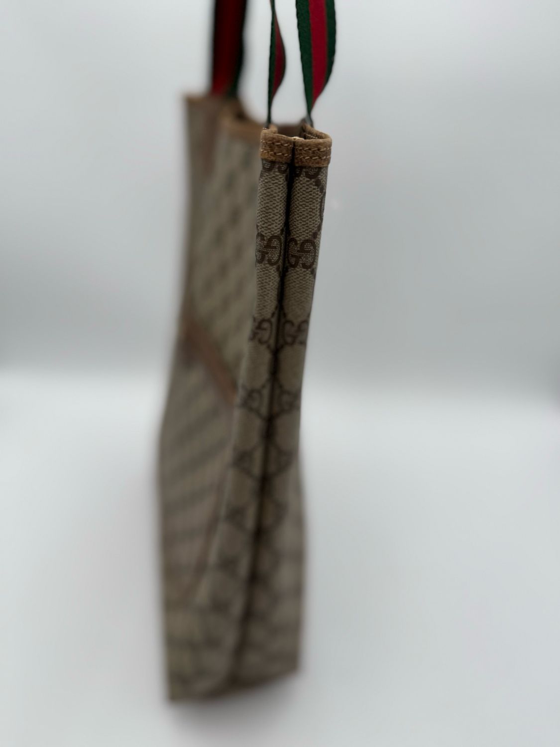 Gucci Supreme Vertical Tote Shoulder Bag Web Strap