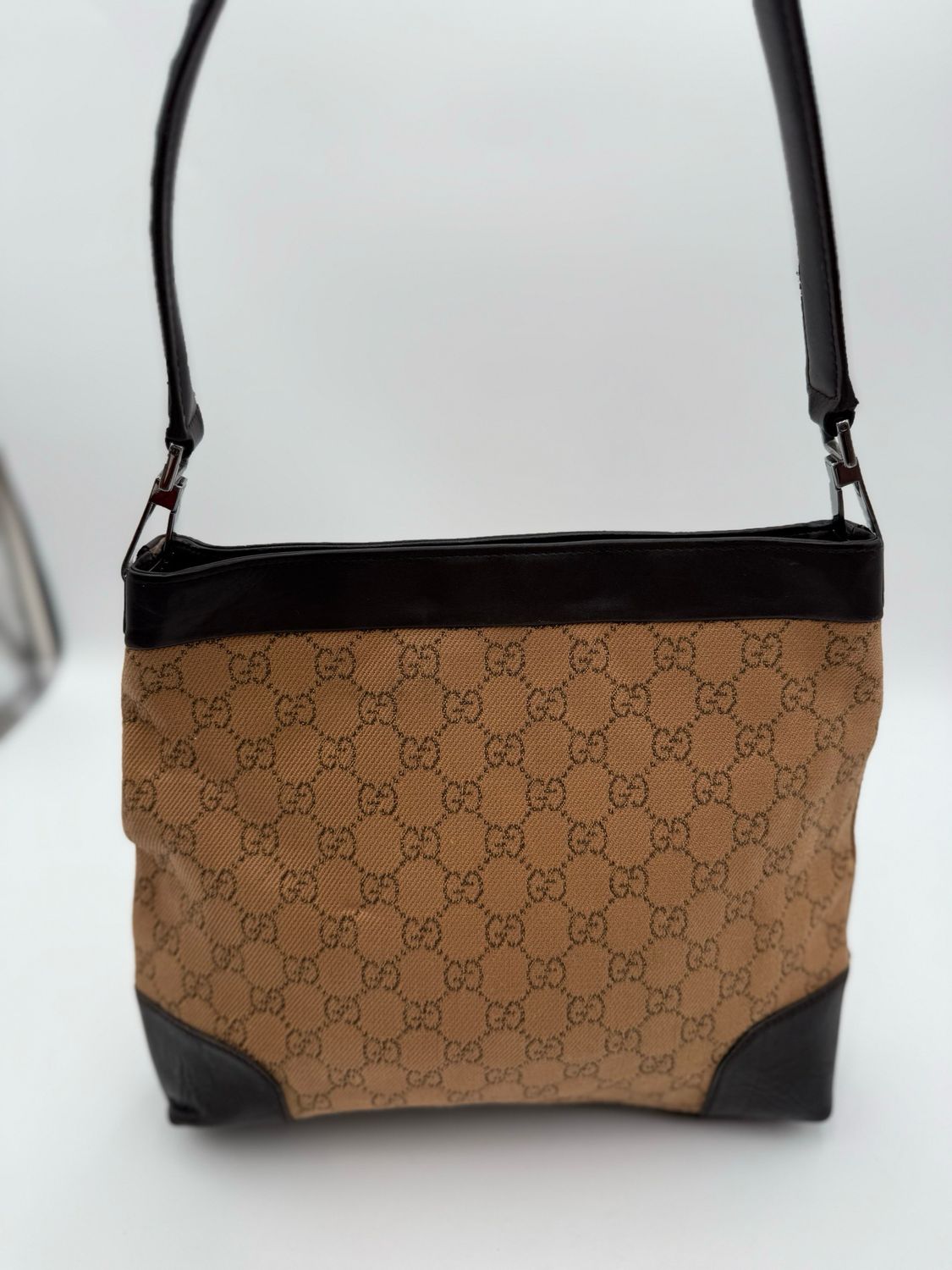 Gucci Monogram Canvas Techno Hobo Shoulder
