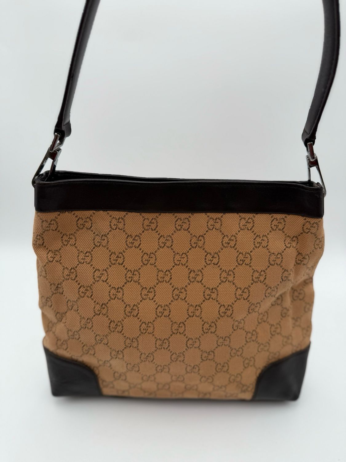Gucci Monogram Canvas Techno Hobo Shoulder