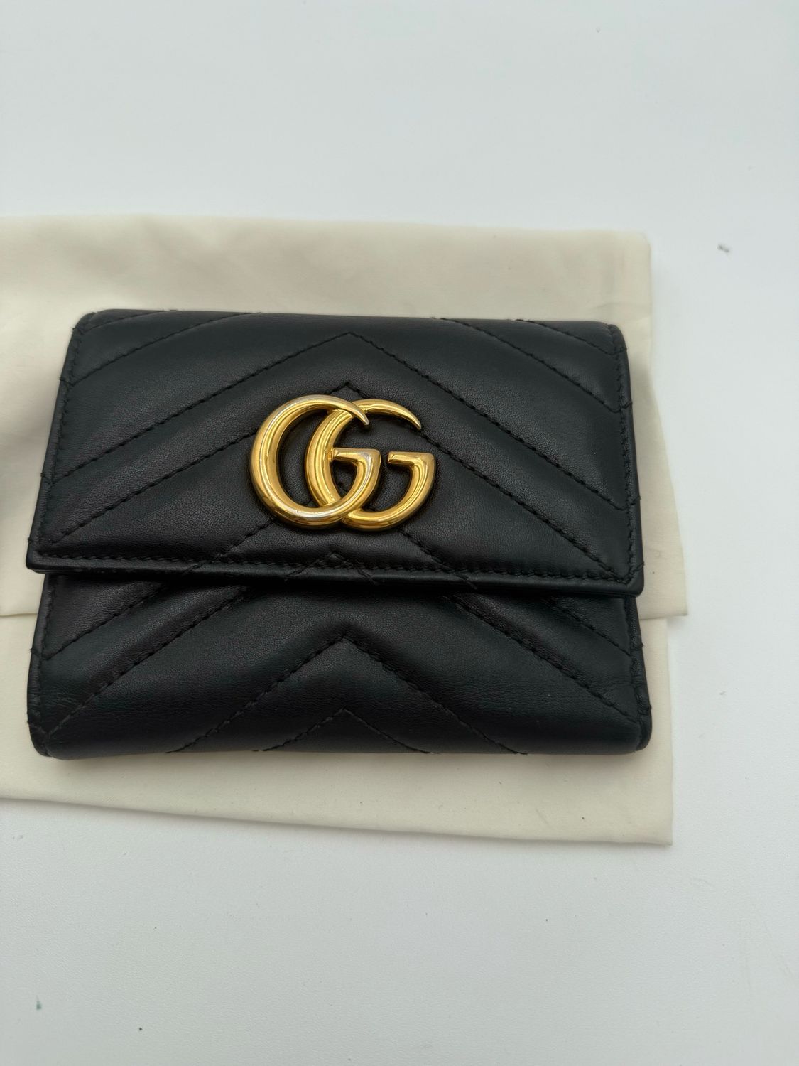 Gucci Marmont Black Matelasse TriFold