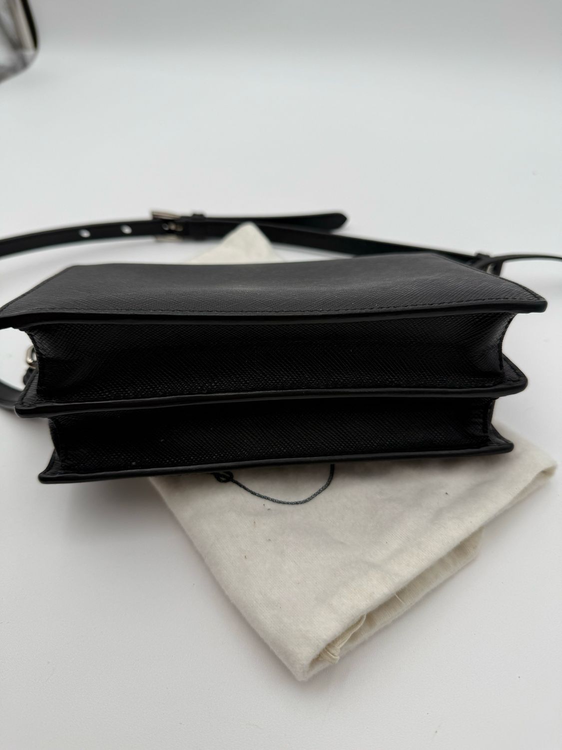 Prada Saffiano Messenger Clutch Convertible Sling Black