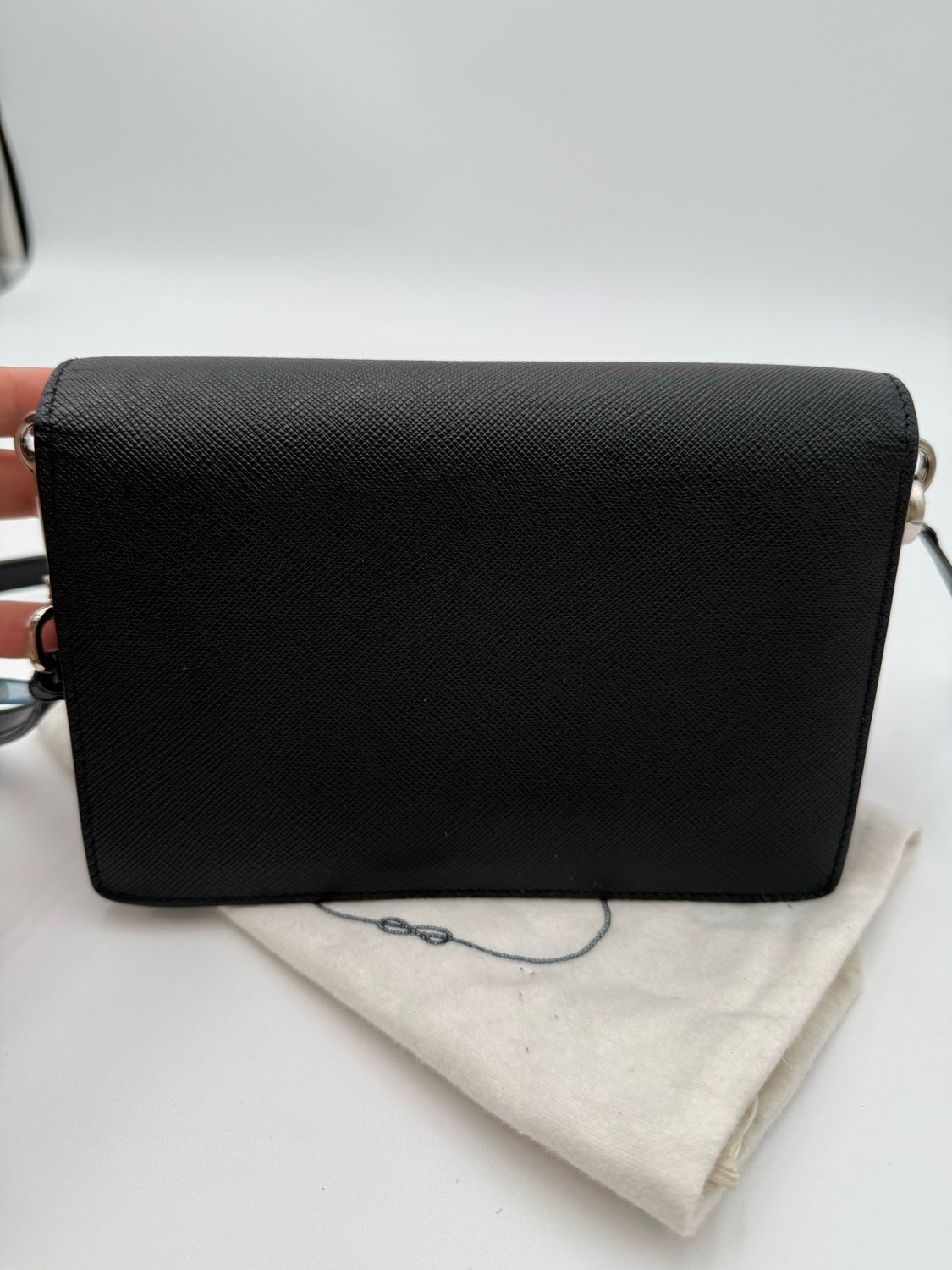 Prada Saffiano Messenger Clutch Convertible Sling Black