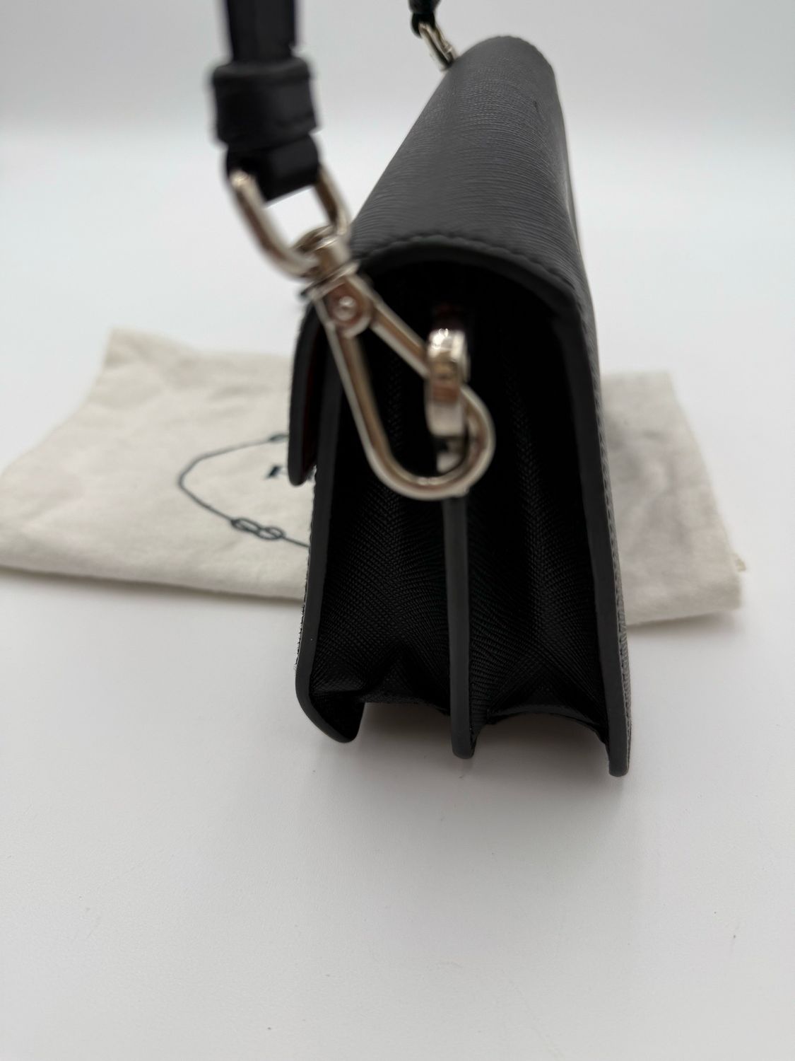 Prada Saffiano Messenger Clutch Convertible Sling Black