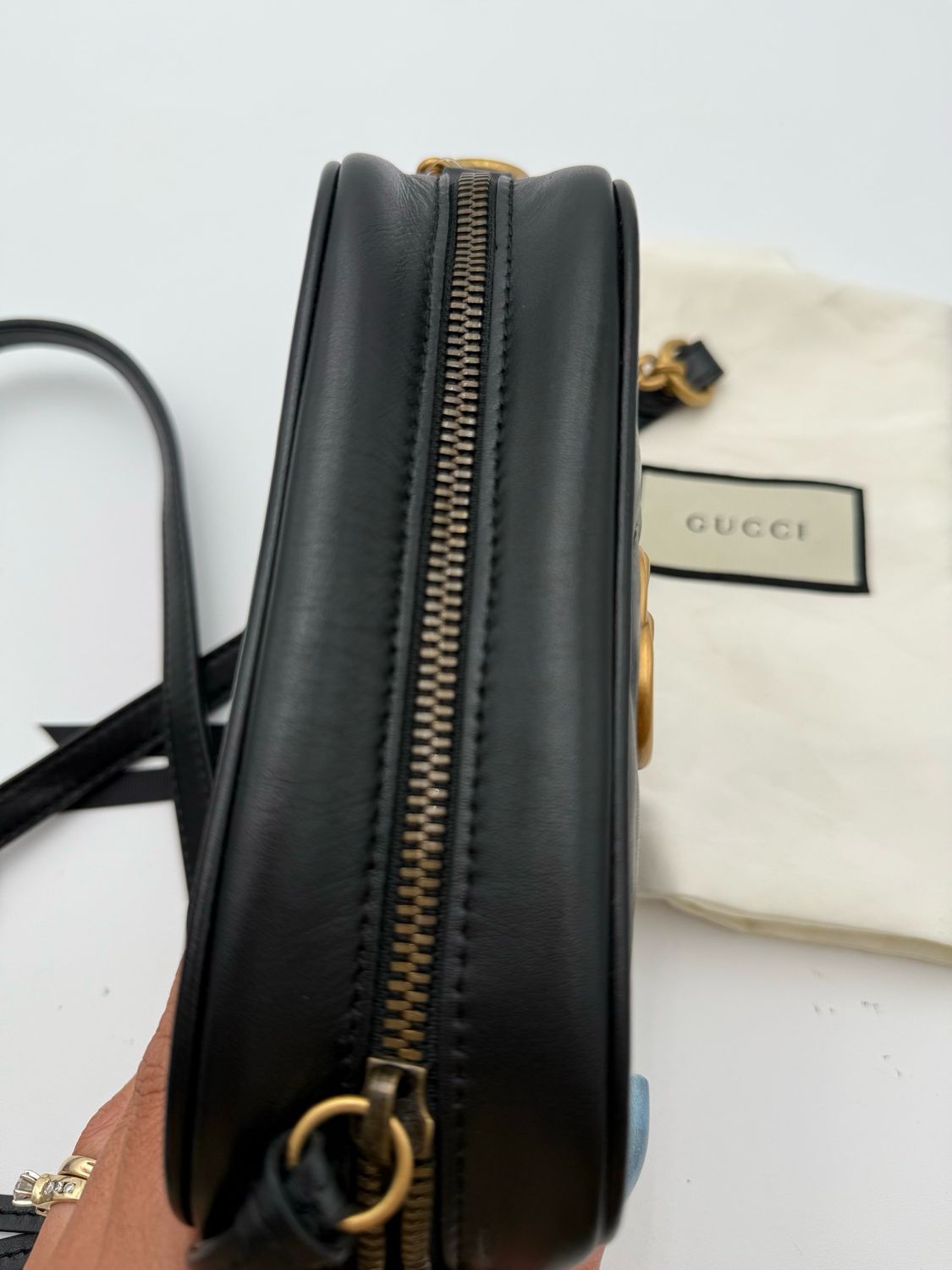 Gucci Marmont Black Messenger Matelasse Mini Camera Bag