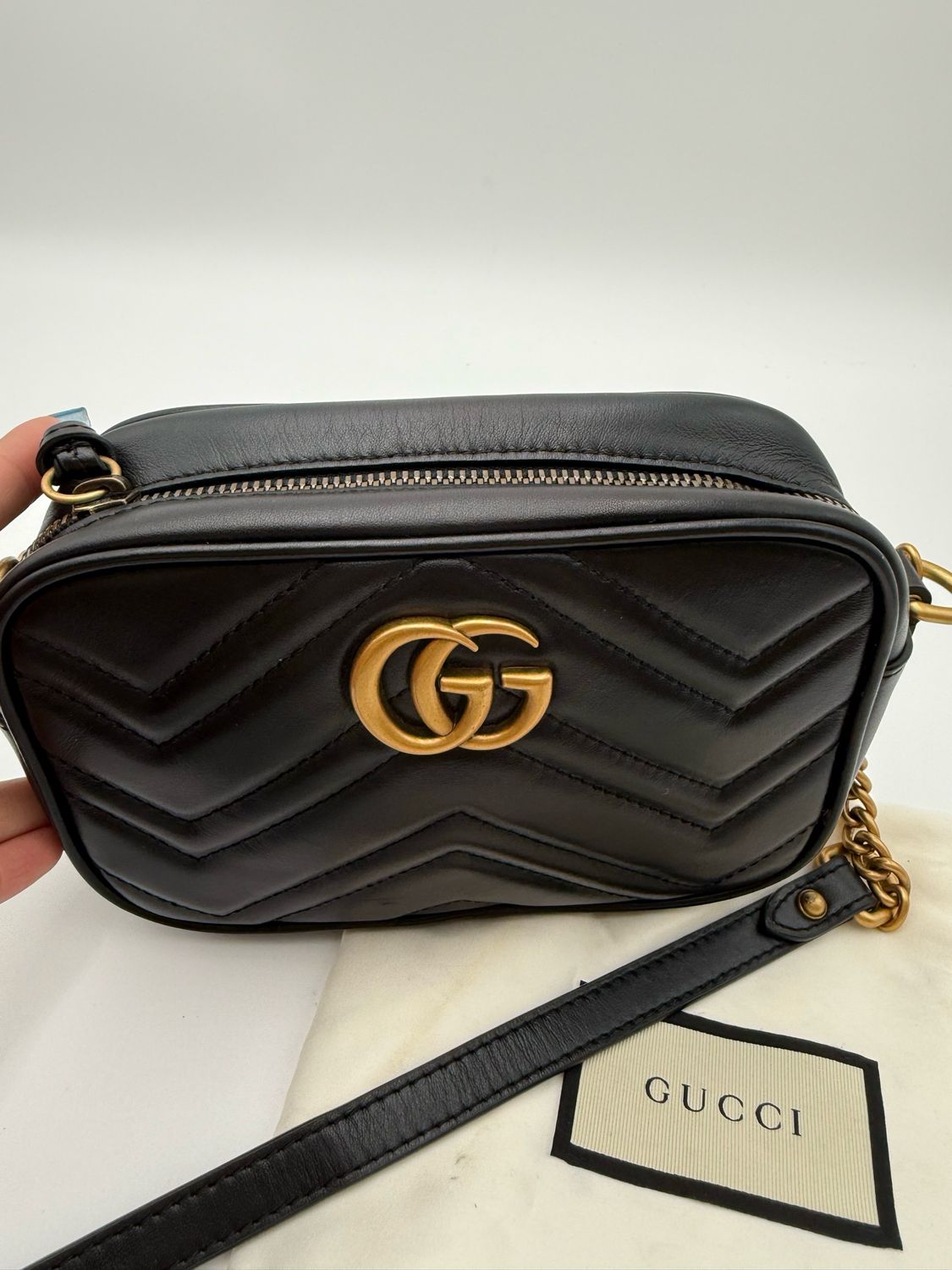 Gucci Marmont Black Messenger Matelasse Mini Camera Bag