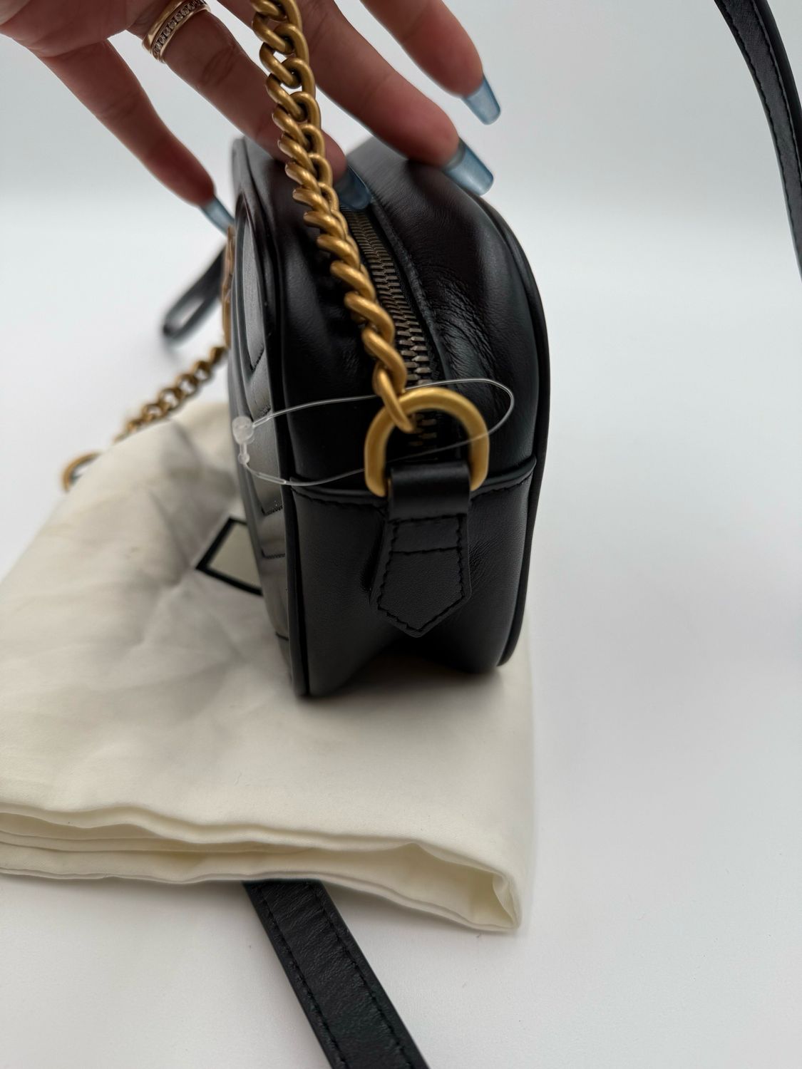 Gucci Marmont Black Messenger Matelasse Mini Camera Bag