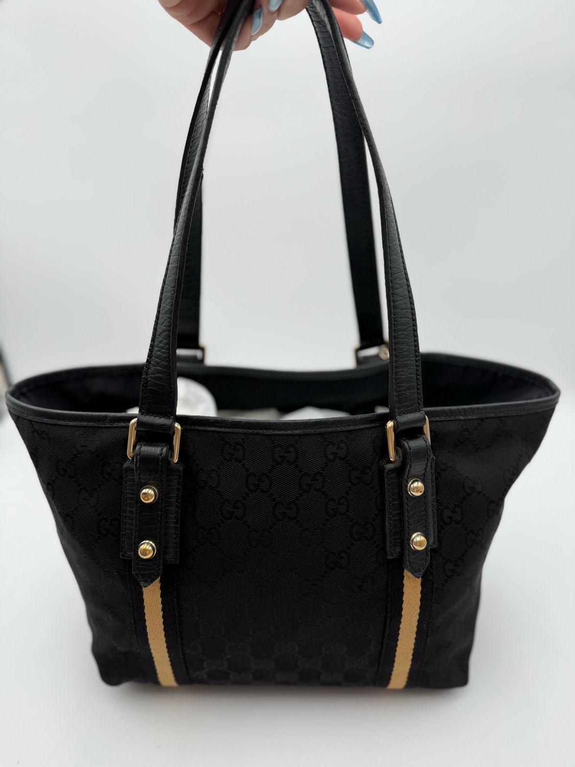 Gucci Canvas Joliceur Web Tote Shoulder Bag