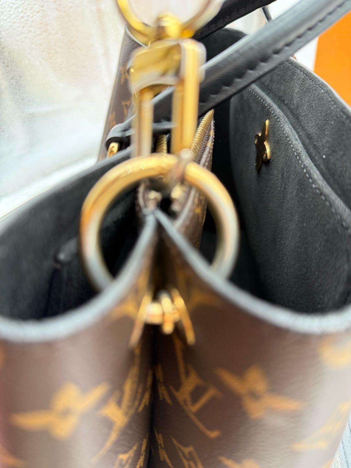 Louis Vuitton Monogram Shoulder Flower Tote Black Leather