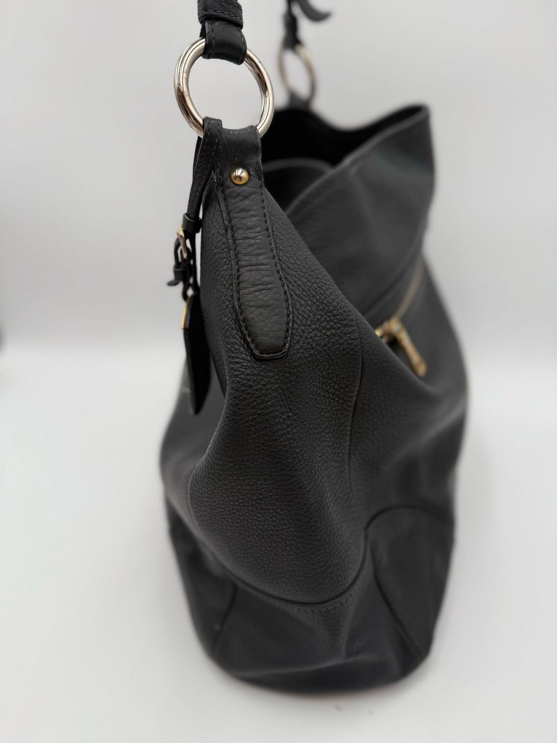 Prada Vitello Daino Hobo Shoulder Bag Black