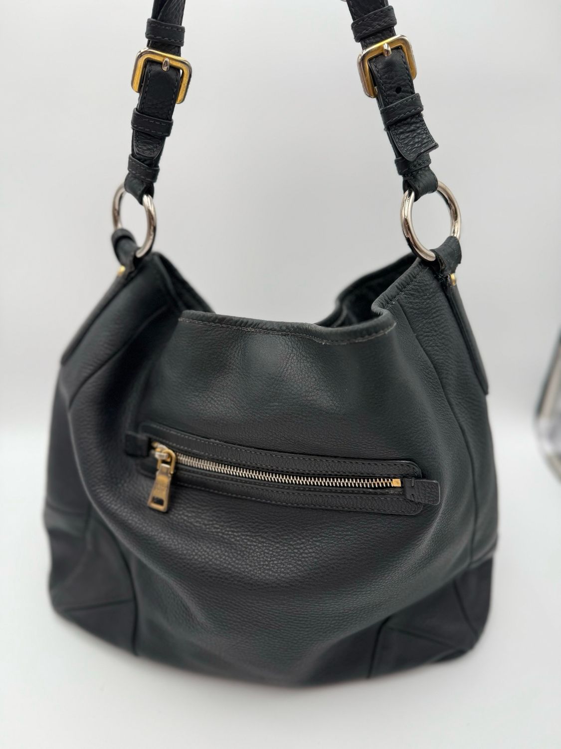 Prada Vitello Daino Hobo Shoulder Bag Black