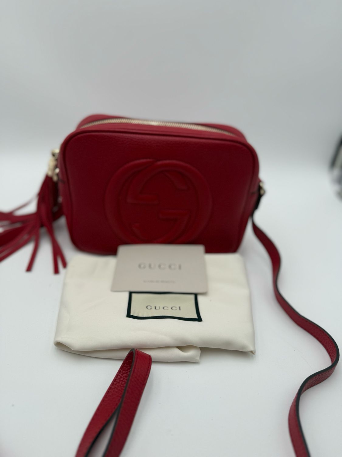 Gucci Pebbled Leather Soho Camera Bag Crossbody Sling