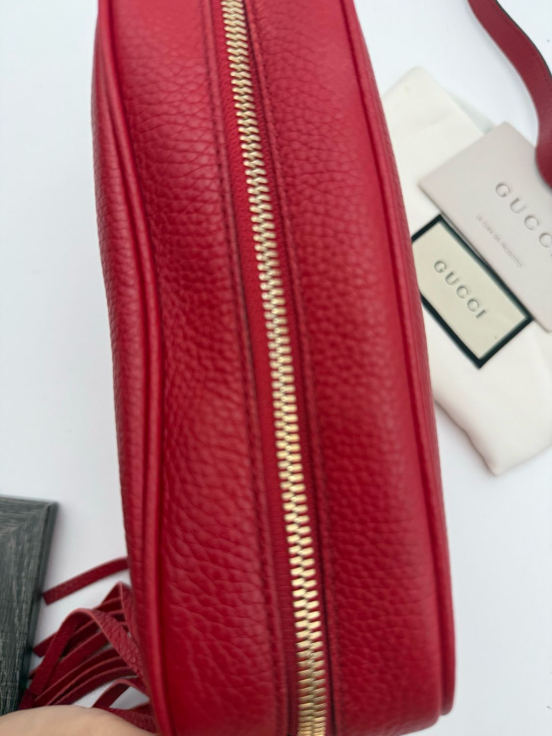 Gucci Pebbled Leather Soho Camera Bag Crossbody Sling