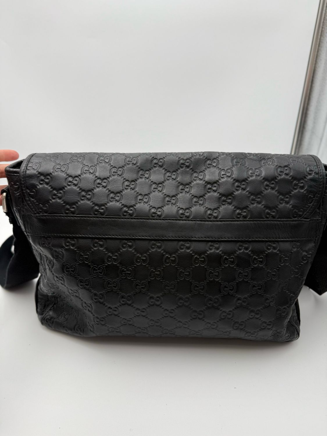 Gucci Monogram Guccissima Rubber Messenger Crossbody Mens