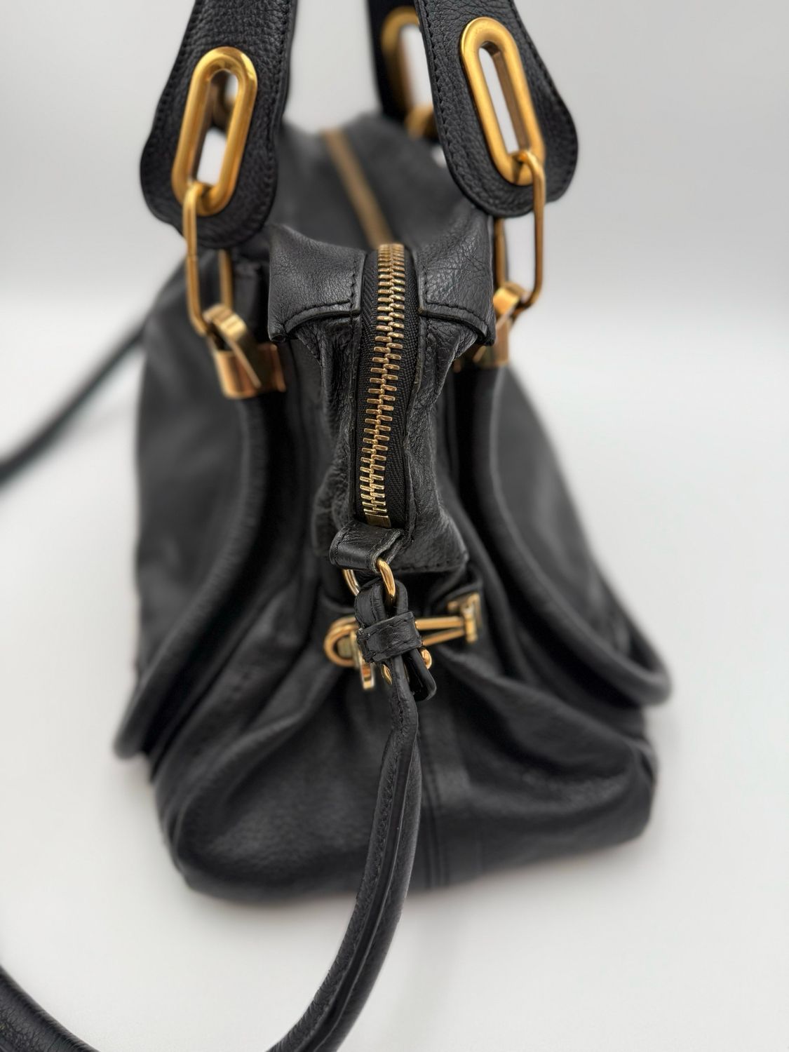 Chloe Paraty Black Medium Crossbody Calfskin Messenger Tote
