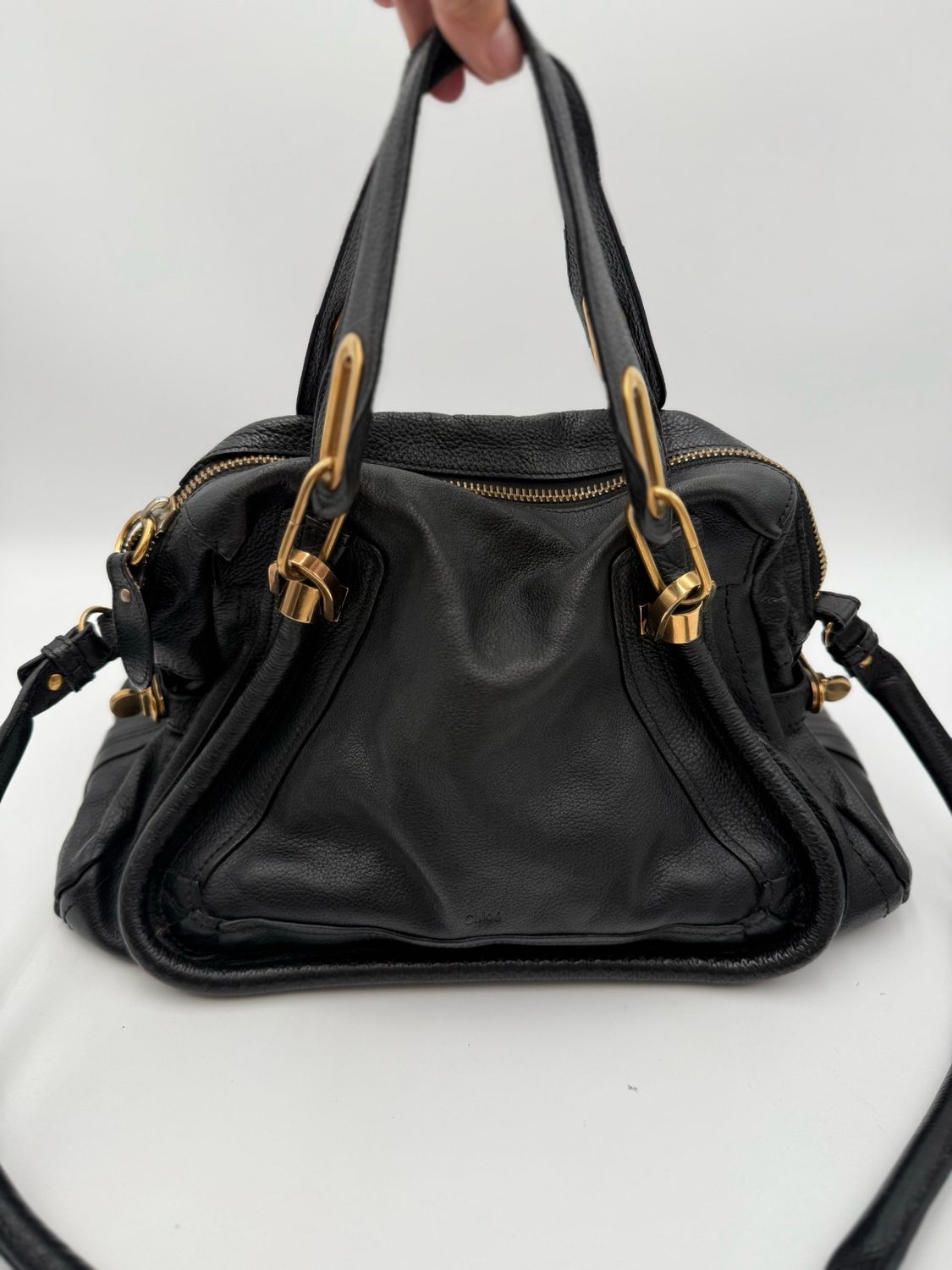 Chloe Paraty Black Medium Crossbody Calfskin Messenger Tote