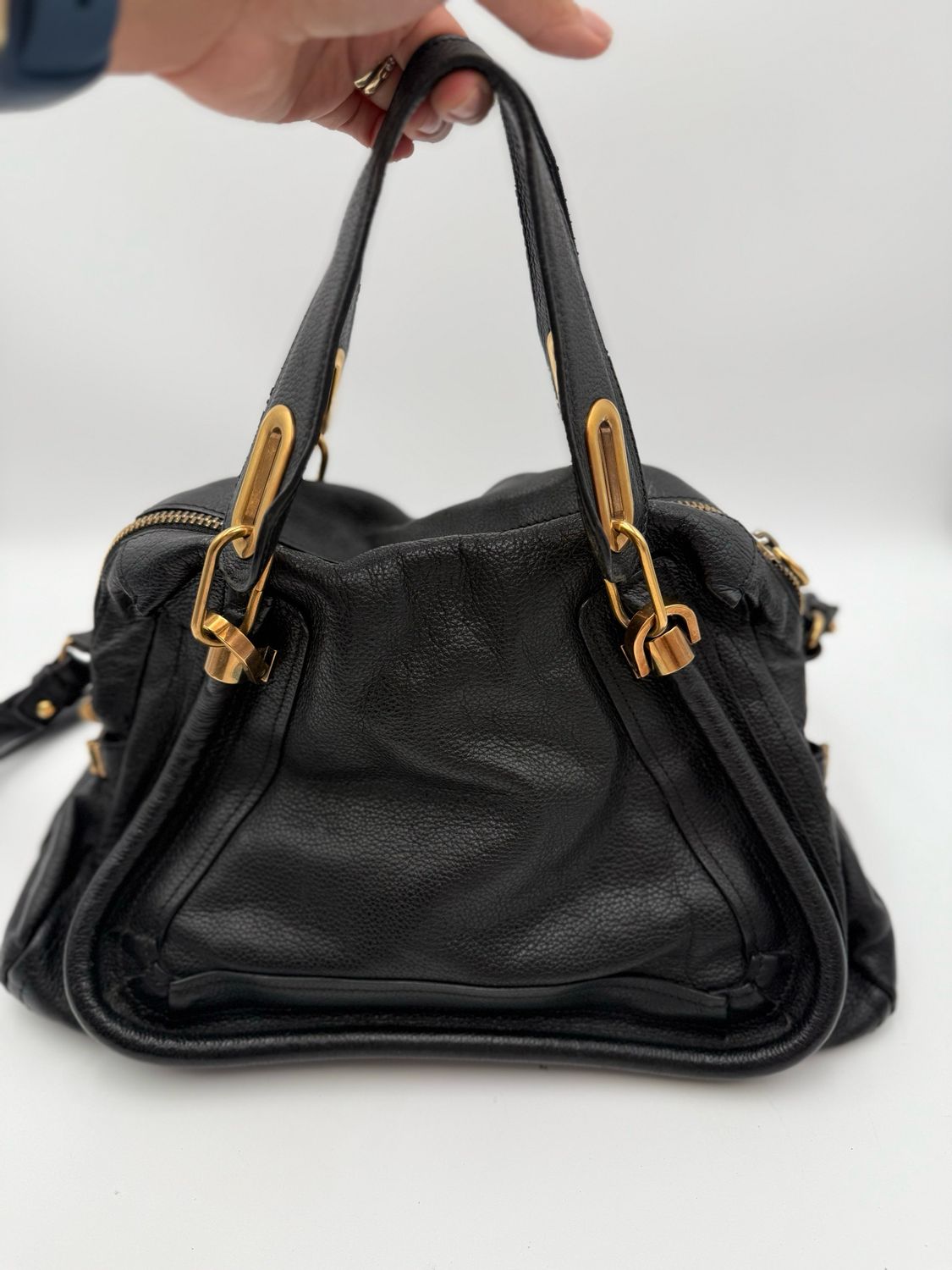 Chloe Paraty Black Medium Crossbody Calfskin Messenger Tote