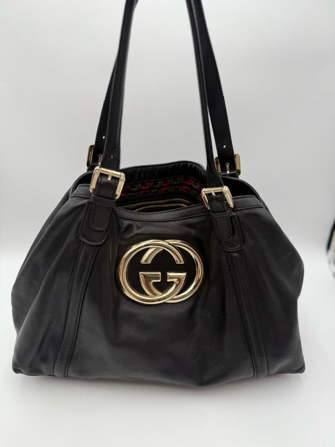Gucci Soft Leather Medium Britt Tote Shoulder Bag