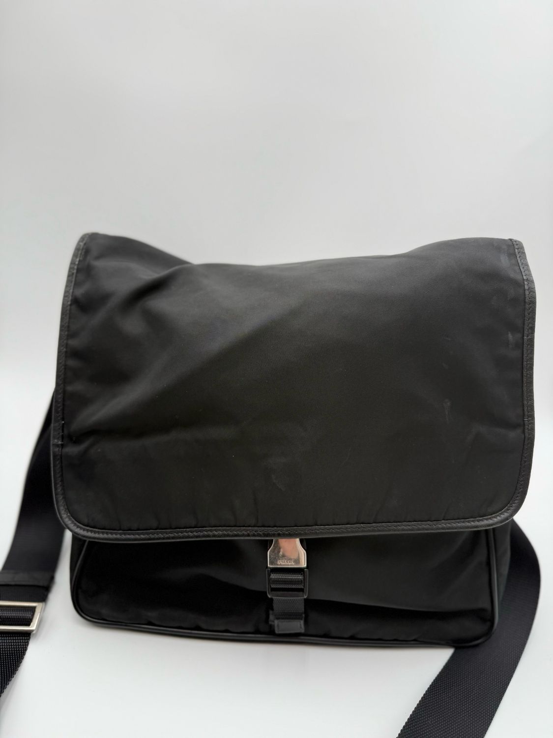 Prada Nylon Tessuto Saffiano Messenger Flap Black