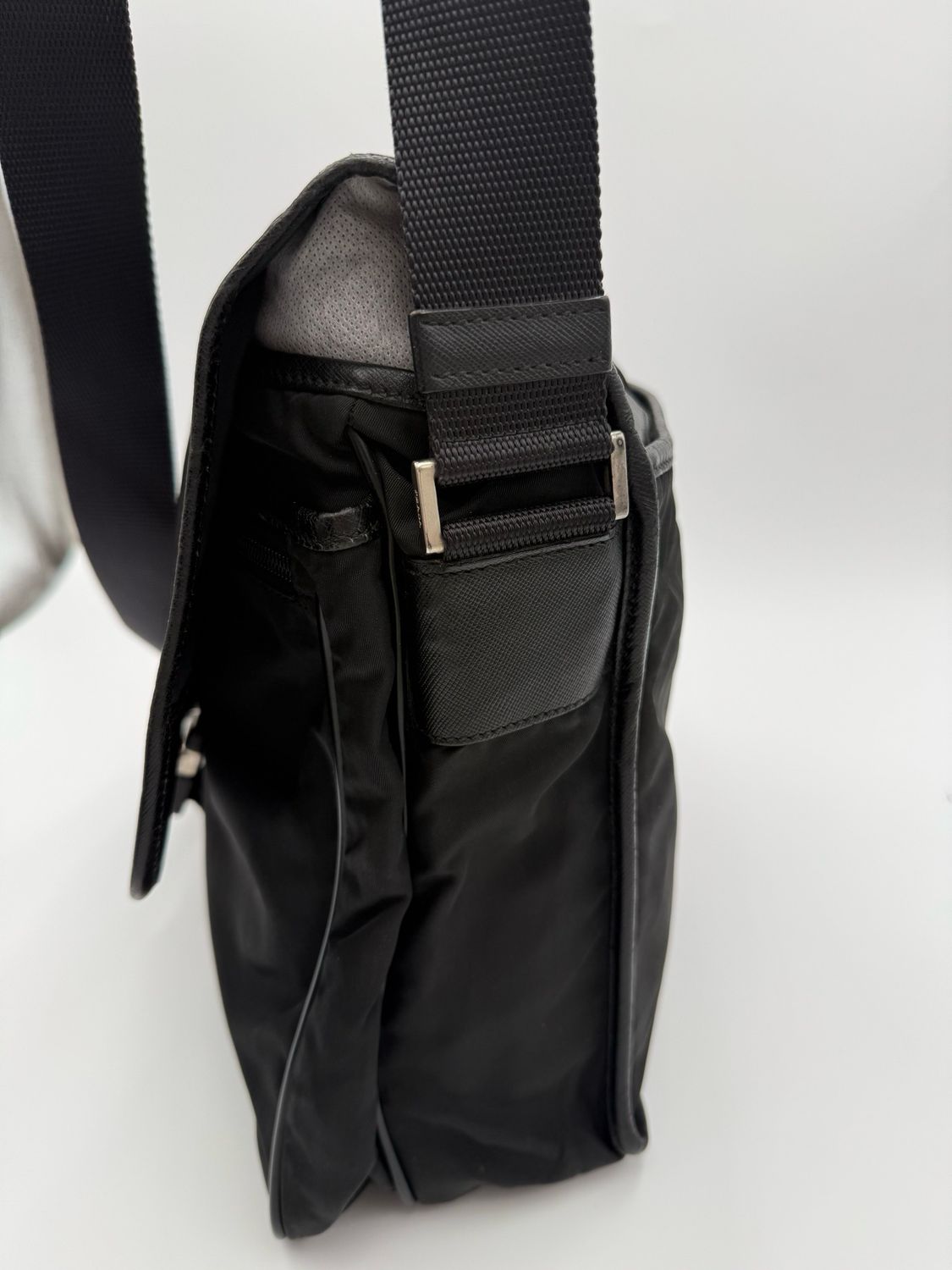 Prada Nylon Tessuto Saffiano Messenger Flap Black