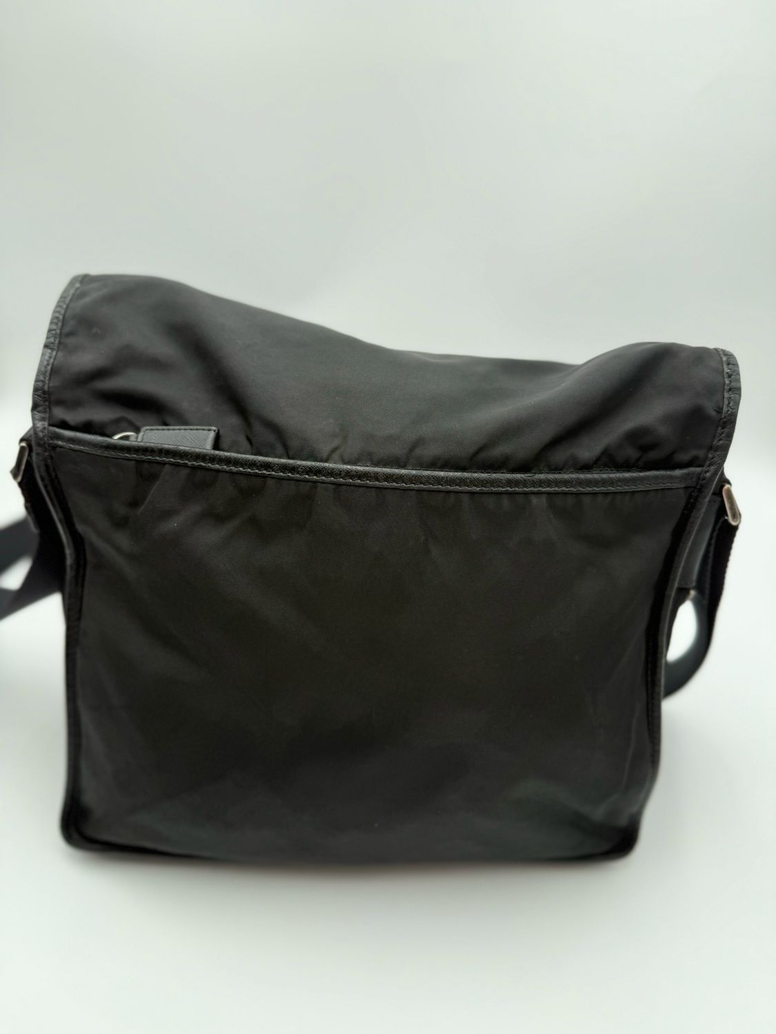 Prada Nylon Tessuto Saffiano Messenger Flap Black