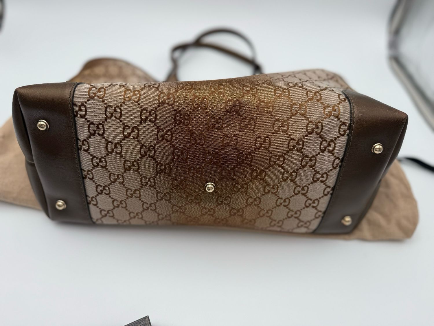 Gucci Monogram Lurex Heart Bit Tote Shoulder Bag